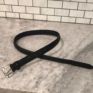 Roundtree & Yorke Black Leather Belt Mens 38 Braided Silver Buckle Preppy Formal